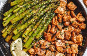Garlic Butter Chicken Bites with Lemon Asparagus Garlic Butter Chicken Bites with Lemon Asparagus