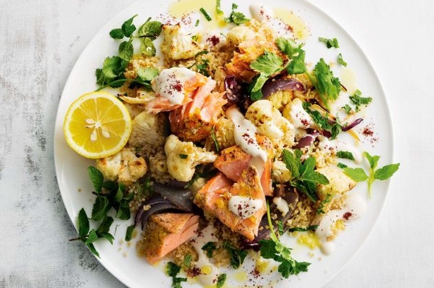 Lebanese Roast Salmon and Cauliflower Salad