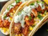 Fried Chicken Street Corn Taco with Jalapeno Lime Ranch Fried Chicken Street Corn Taco with Jalapeno Lime Ranch