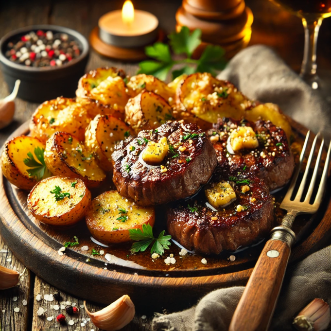 Garlic Butter Steak Bites with Potatoes