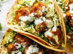 Spicy Shrimp Tacos with Garlic Cilantro Lime Slaw