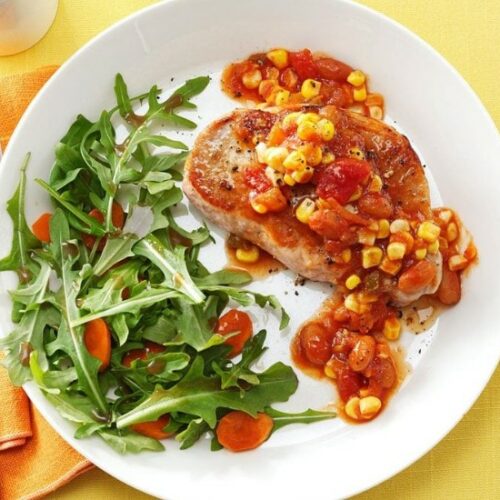 One-Skillet Salsa Pork Chops