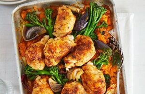 Piri Piri Chicken & Smashed Sweet Potato Traybake Piri Piri Chicken & Smashed Sweet Potato Traybake