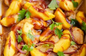 Roasted Peach BBQ Chicken Bake Roasted Peach BBQ Chicken Bake