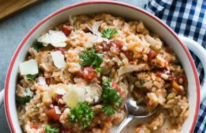 Creamy Baked Sausage Risotto (The Easy No Stir Method) Creamy Baked Sausage Risotto