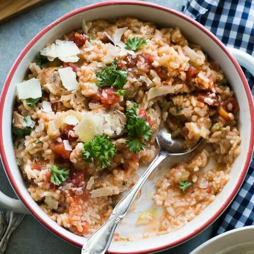 Creamy Baked Sausage Risotto