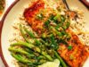 Honey Salmon with Ginger Scallion Sauce (30 Minute Meal) Honey Salmon with Ginger Scallion Sauce