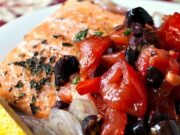 Roasted Salmon with Tomato Olive Relish Roasted Salmon with Tomato Olive Relish