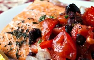 Roasted Salmon with Tomato Olive Relish Roasted Salmon with Tomato Olive Relish