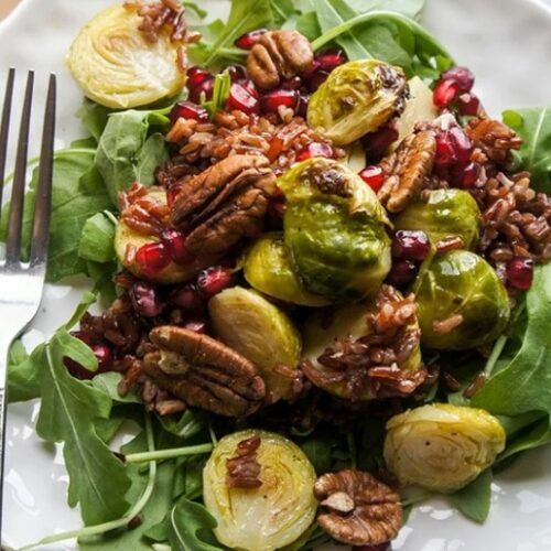 Warm Winter Red Rice, Arugula, and Brussels Sprouts Salad
