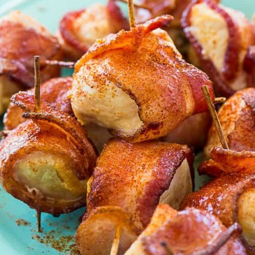 Air Fryer Sweet and Spicy Bacon Wrapped Chicken Bites