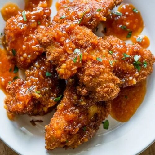 Asian Chicken Strips with Garlic Chili Sauce