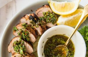 Grilled Pork Tenderloin with Chimichurri Sauce Grilled Pork Tenderloin with Chimichurri Sauce