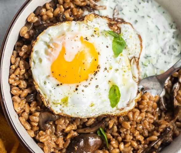 Farro, Mushroom, and Egg Grain Bowls