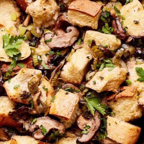 One Pot Sourdough Wild Mushroom Stuffing