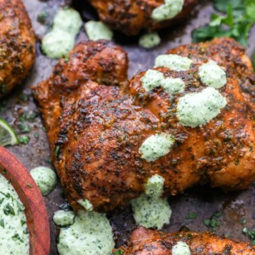 Roasted Peruvian Chicken with Green Sauce