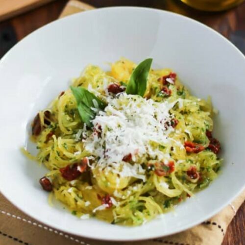Spaghetti Squash with Sun Dried Tomato and Basil