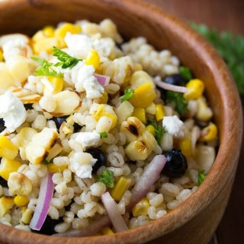 Summer Barley Salad with Corn and Blueberries