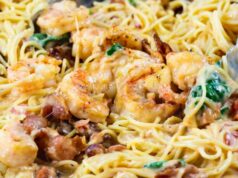 Creamy Angel Hair Pasta with Bacon and Shrimp (Ready in 20 Minutes) Creamy Angel Hair Pasta with Bacon and Shrimp