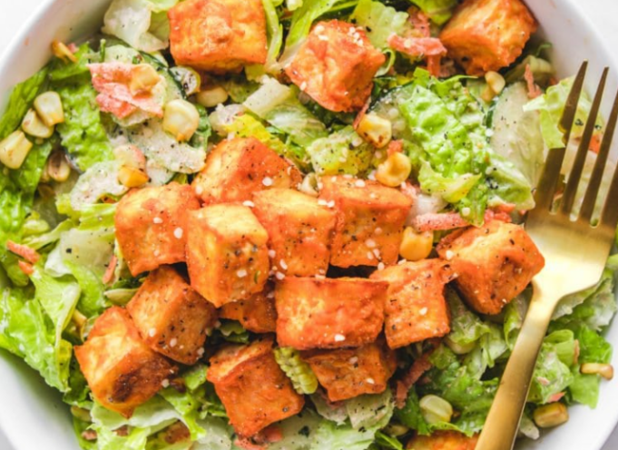 Buffalo Tofu Salad with Creamy Hemp Ranch Buffalo Tofu Salad with Creamy Hemp Ranch